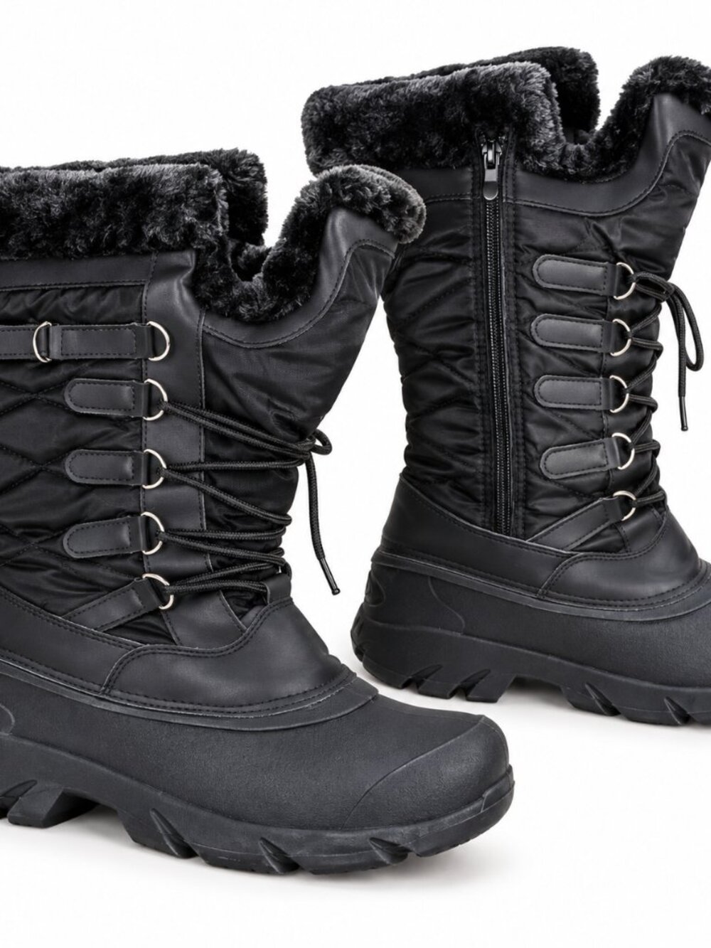 Women’s Black 3M Thinsulate Fur Lined Tall Snow Boots Size 11
